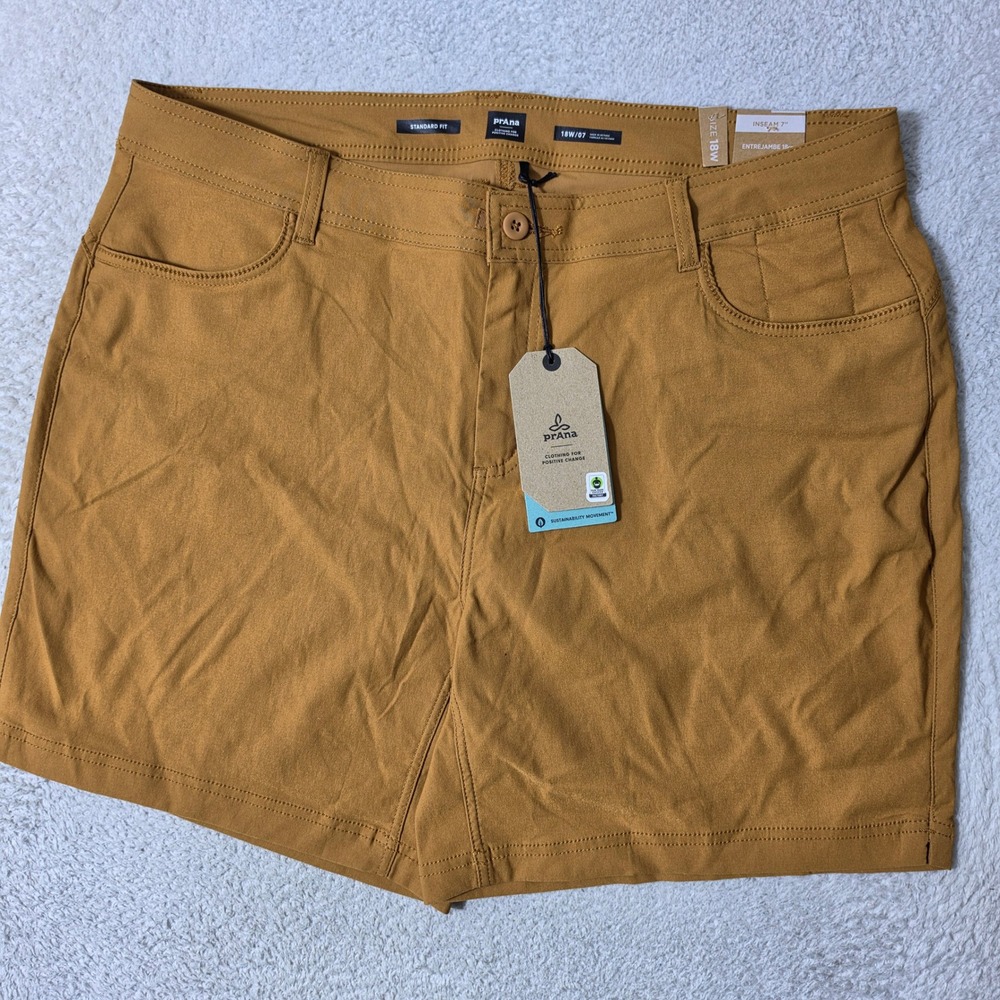 NEW Prana Halle Short Plus II Womens 18W/7 Earthbound Brown Stretch 1971192